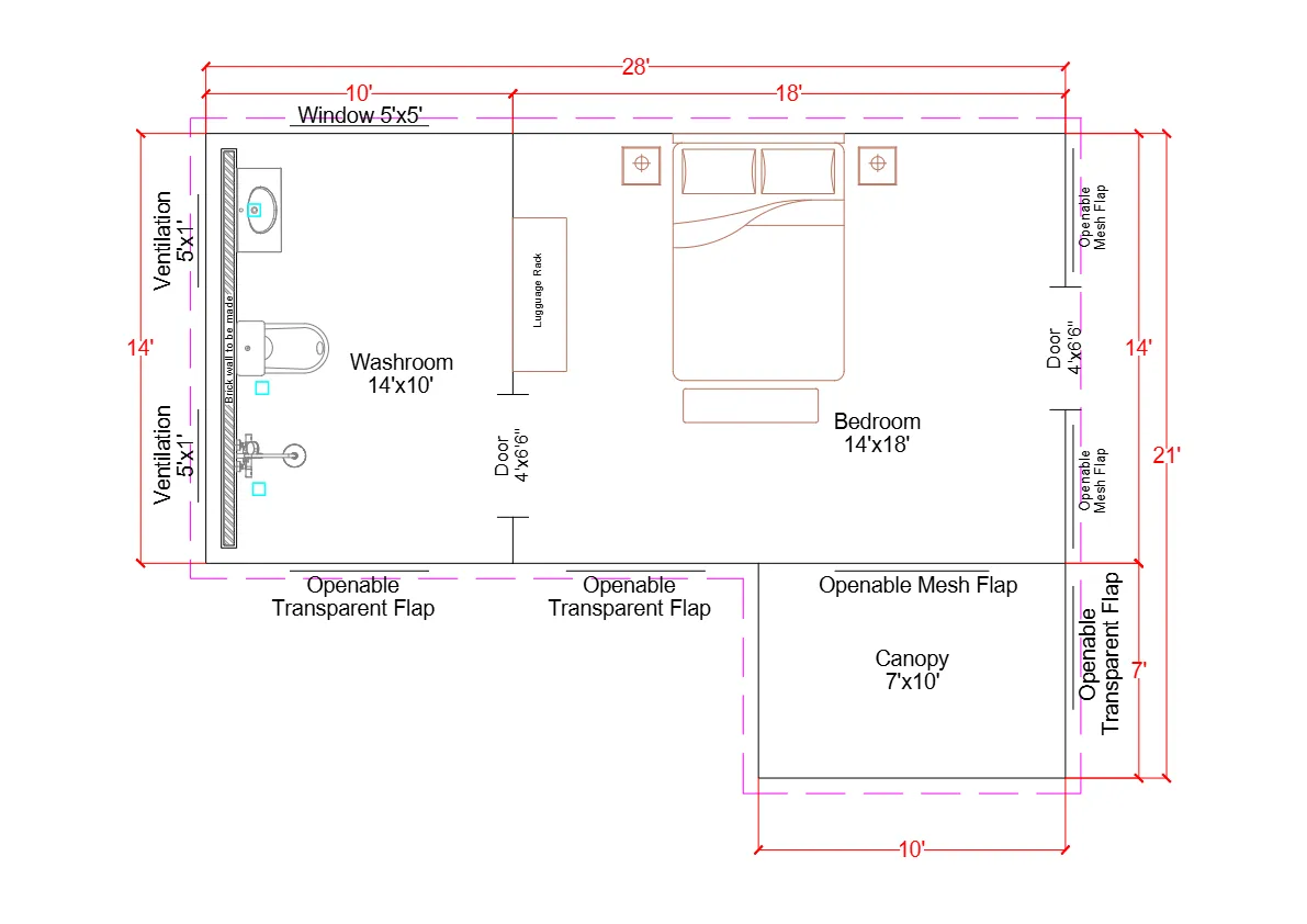 12x24 Tent Floor Level Plan
